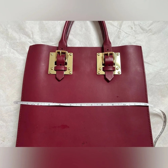Sophie Hulme Leather tote bag Shoulder bag Burgundy Red See Description - Picture 8 of 9
